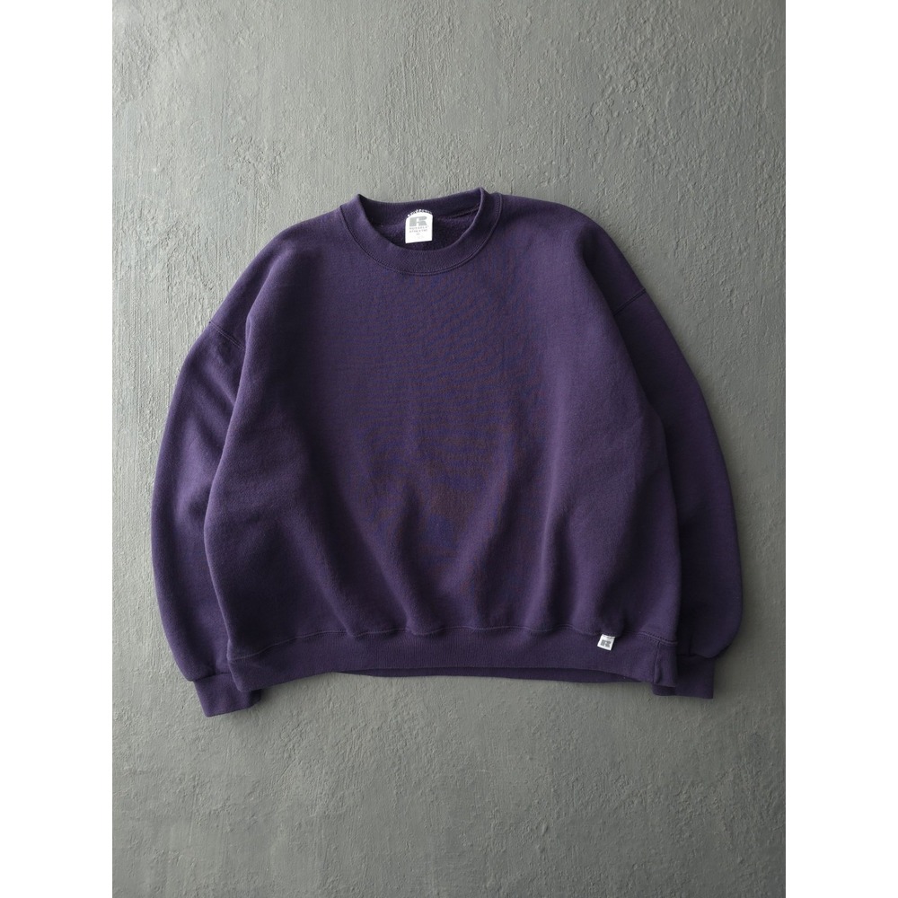 Vintage 90s Russell Athletic Purple Blank Crewneck Sweatshirt XL